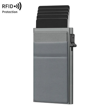 Xajzpa RFID Anti-theft Aluminum Alloy Credit Card Wallet Minimalist Ultra-thin Mini Wallet Intelligent Pop-up Men's and Women's Wallet